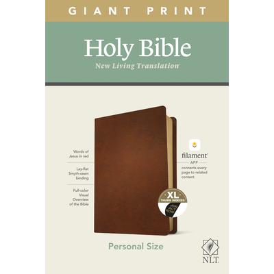 NLT Personal Size Giant Print Bible, Filament Enabled Edition (Red Letter, Genuine Leather, Brown, Indexed)
