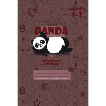 Hello Panda Primary Composition 4-7 Notebook, 102 Sheets, 6 x 9 Inch Coffee Cover