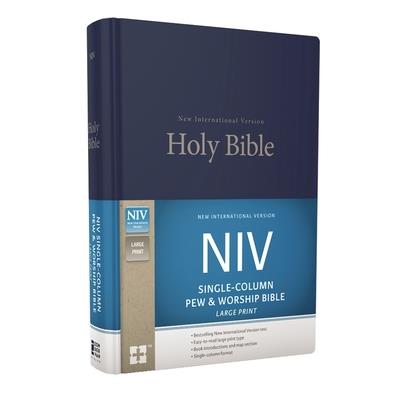 NIV, Single-Column Pew and Worship Bible, Large Print, Hardcover, Blue