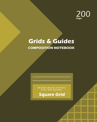 Grids and Guides Square Grid, Quad Ruled, Composition Notebook, 100 Sheets, Large Size 8 x