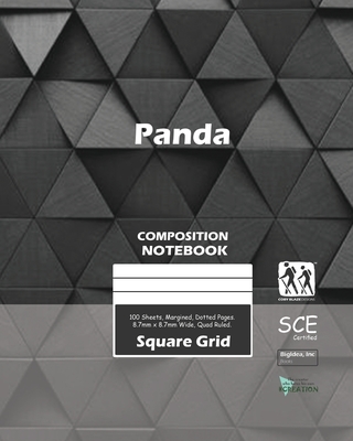 Panda Square Grid, Quad Ruled, Composition Notebook, 100 Sheets, Large Size 8 x 10 Inch Ch