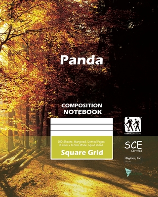 Panda Square Grid, Quad Ruled, Composition Notebook, 100 Sheets, Large Size 8 x 10 Inch Da