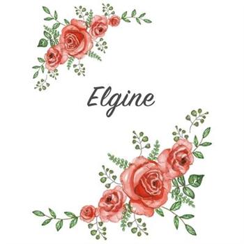 ElginePersonalized Notebook with Flowers and First Name - Floral Cover (Red Rose Blooms).