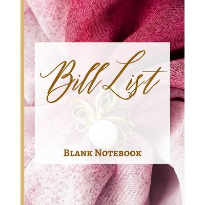 Bill List - Blank Notebook - Write It Down - Pastel Rose Pink Gold Brown Abstract Modern Contemporary Unique Design Fun