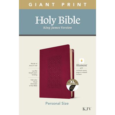 KJV Personal Size Giant Print Bible, Filament Enabled Edition (Leatherlike, Diamond Frame Cranberry, Indexed)