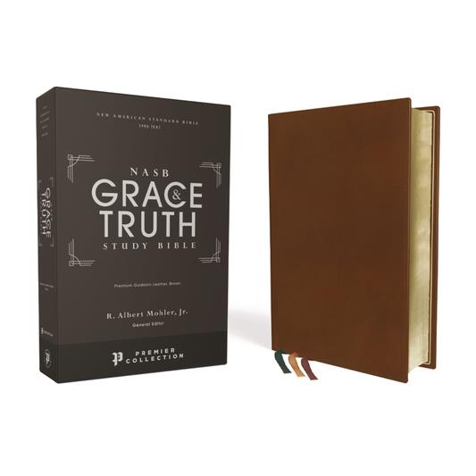 Nasb, the Grace and Truth Study Bible, Premium Goatskin Leather, Brown, Premier Collection, Black Letter, 1995 Text, Art Gilded Edges, Comfort Print