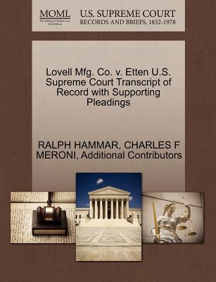 Lovell Mfg. Co. V. Etten U.S. Supreme Court Transcript of Record with Supporting Pleadings