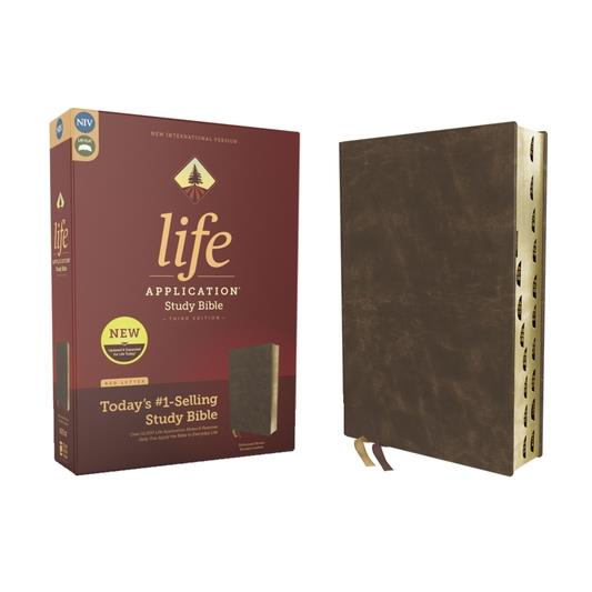 Niv, Life Application Study Bible, Third Edition, Bonded Leather, Brown, Red Letter, Thumb Indexed