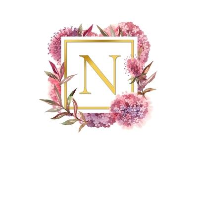 NPretty Watercolor / Gold - Super Cute Monogram Initial Letter Notebook - Personalized Lin
