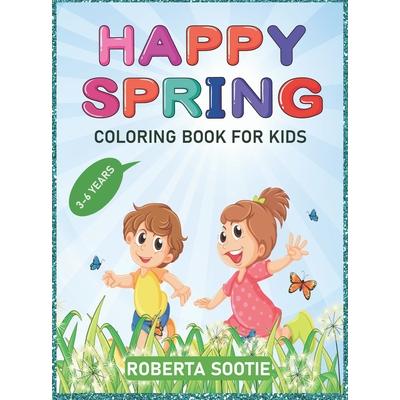 Happy Spring Coloring Book for Kids 3-6 years