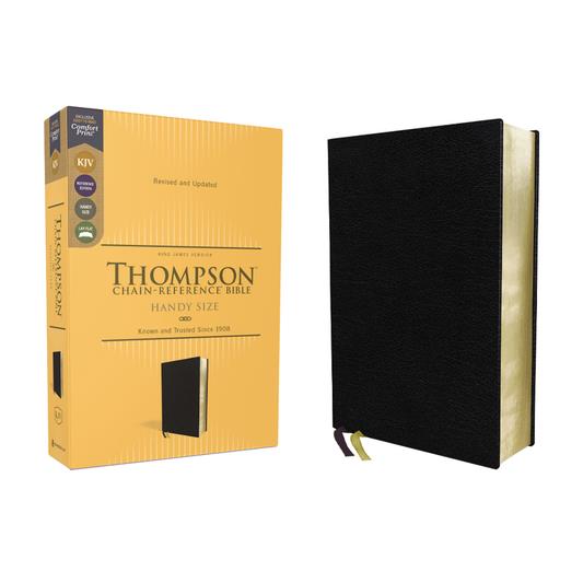 Kjv, Thompson Chain-Reference Bible, Handy Size, European Bonded Leather, Black, Red Letter, Comfort Print