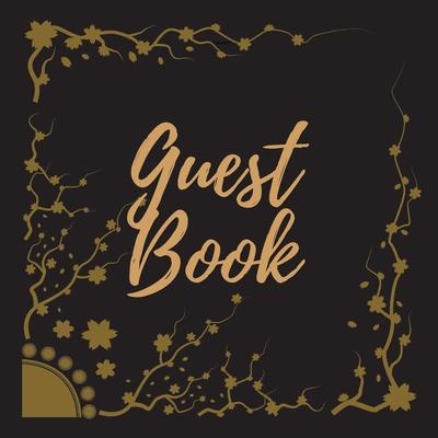 Guest Book - Gold Frame #15 -For any occasion -Light Green Color Pages - 8.5 x 8.5 Inches - 82 pages