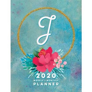 J2020 Weekly ＋ Monthly Planner: Monogram Letter J Jan 2020 to Dec 2020 Weekly Planner with
