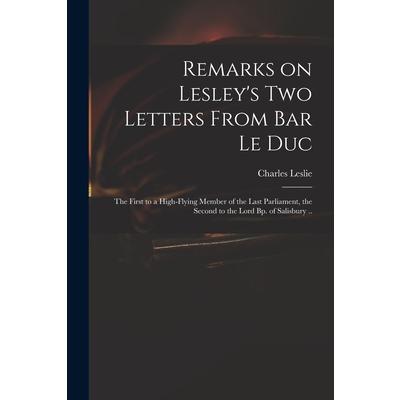 Remarks on Lesley's Two Letters From Bar Le Duc | 拾書所