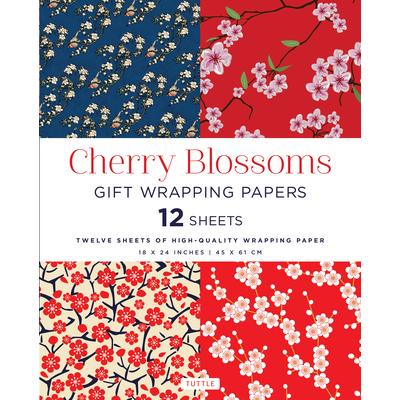 Cherry Blossoms Gift Wrapping Papers 12 Sheets