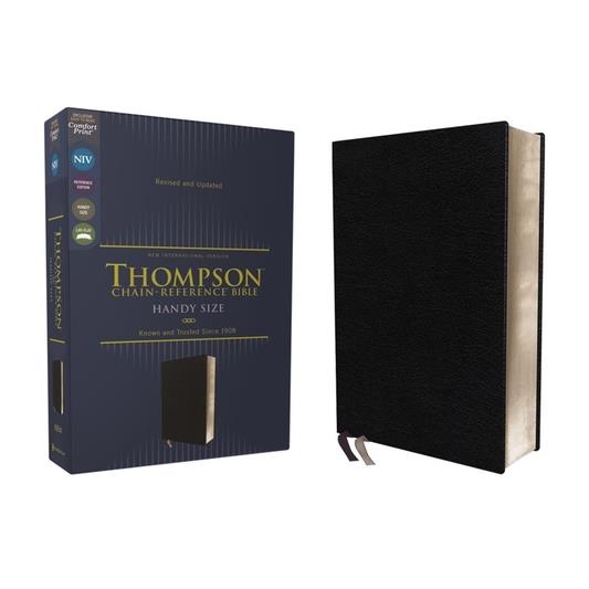 Niv, Thompson Chain-Reference Bible, Handy Size, European Bonded Leather, Black, Red Letter, Comfort Print