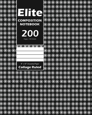 Elite Composition Notebook, Collage Ruled Lined, Large 8 x 10 Inch, 100 Sheet, Black Cover