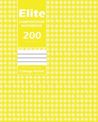 Elite Composition Notebook, Collage Ruled 8 x 10 Inch, Large 100 Sheet, Yellow Cover